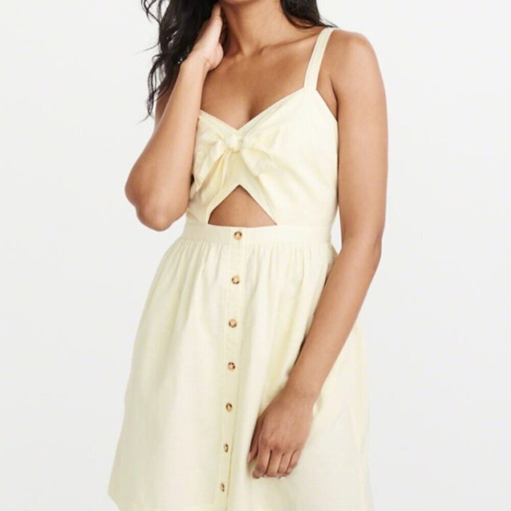 4 for $40 SALE! Abercrombie & Fitch Knot-Front Dress, Pale Yellow, Size Small - Picture 1 of 14